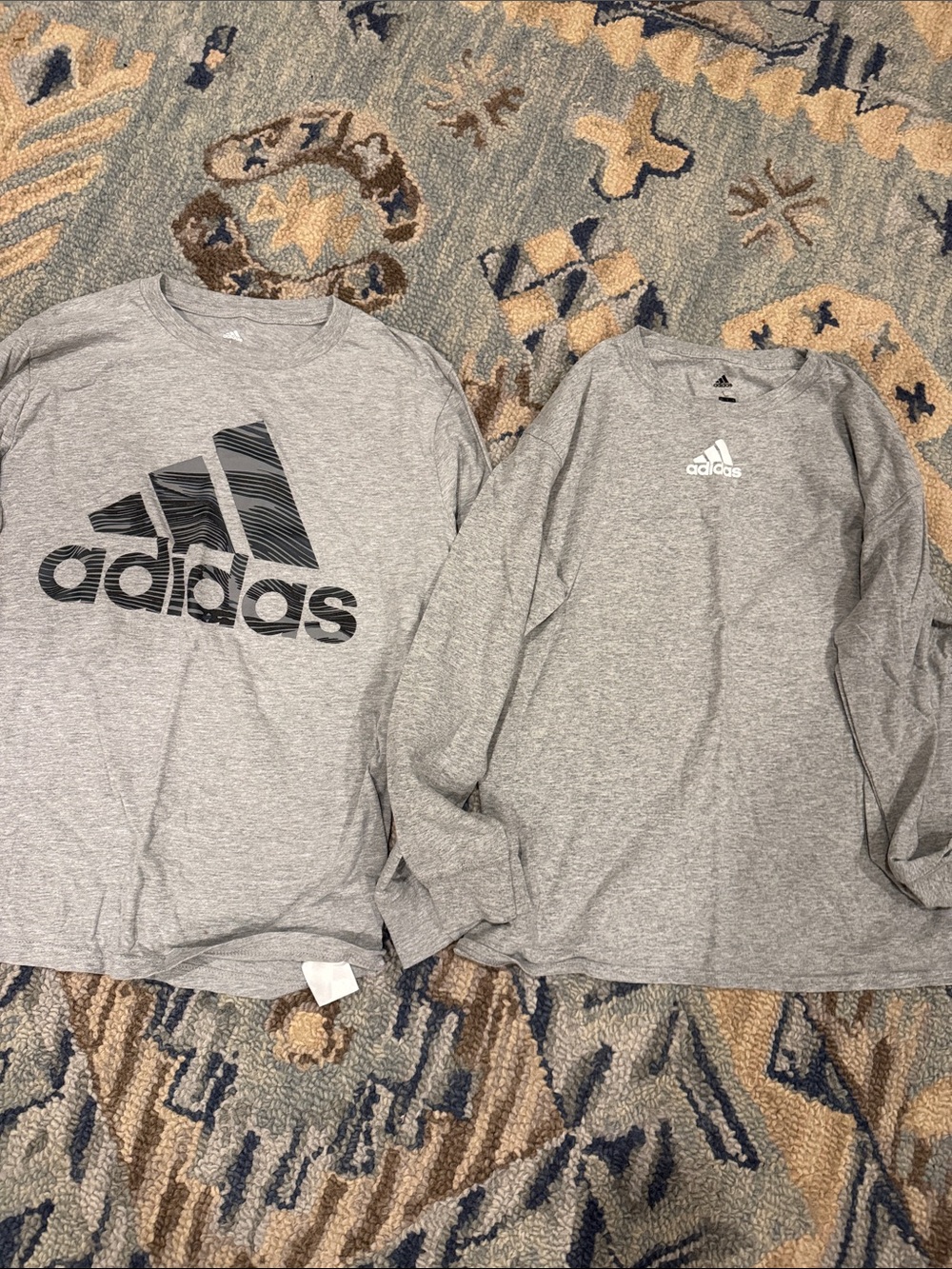 adidas Gray Long-Sleeve Kids Tee with Logo (2 shirts)